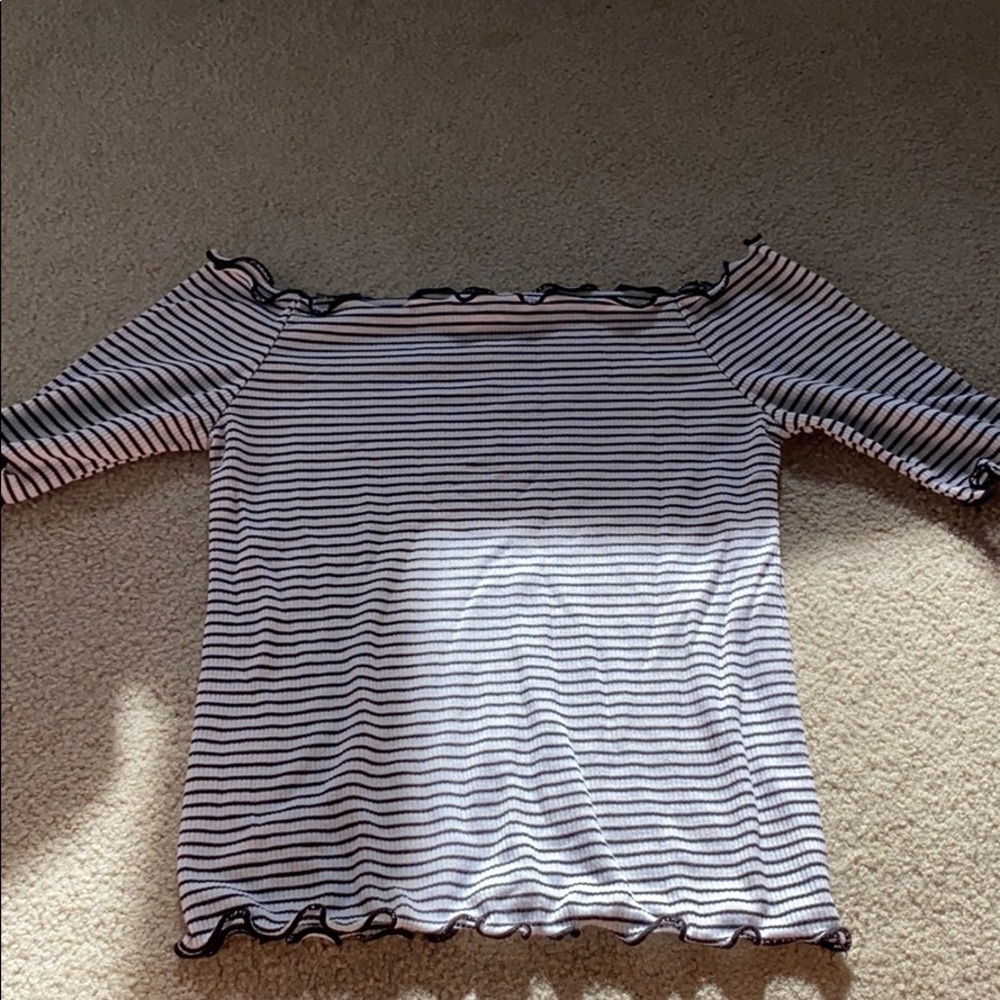 Off the shoulder striped shirt
